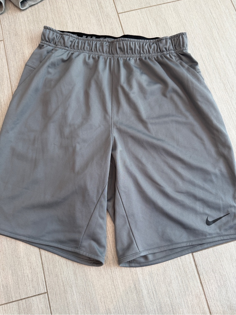 Nike Men’s Gray Athletic Shorts with Black Swoosh
